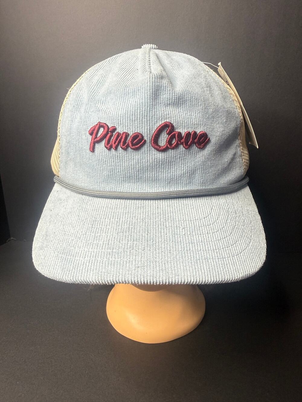NWT Pine Cove Christian Youth Camp Rope Hat Light Blue Corduroy Snapback Cap